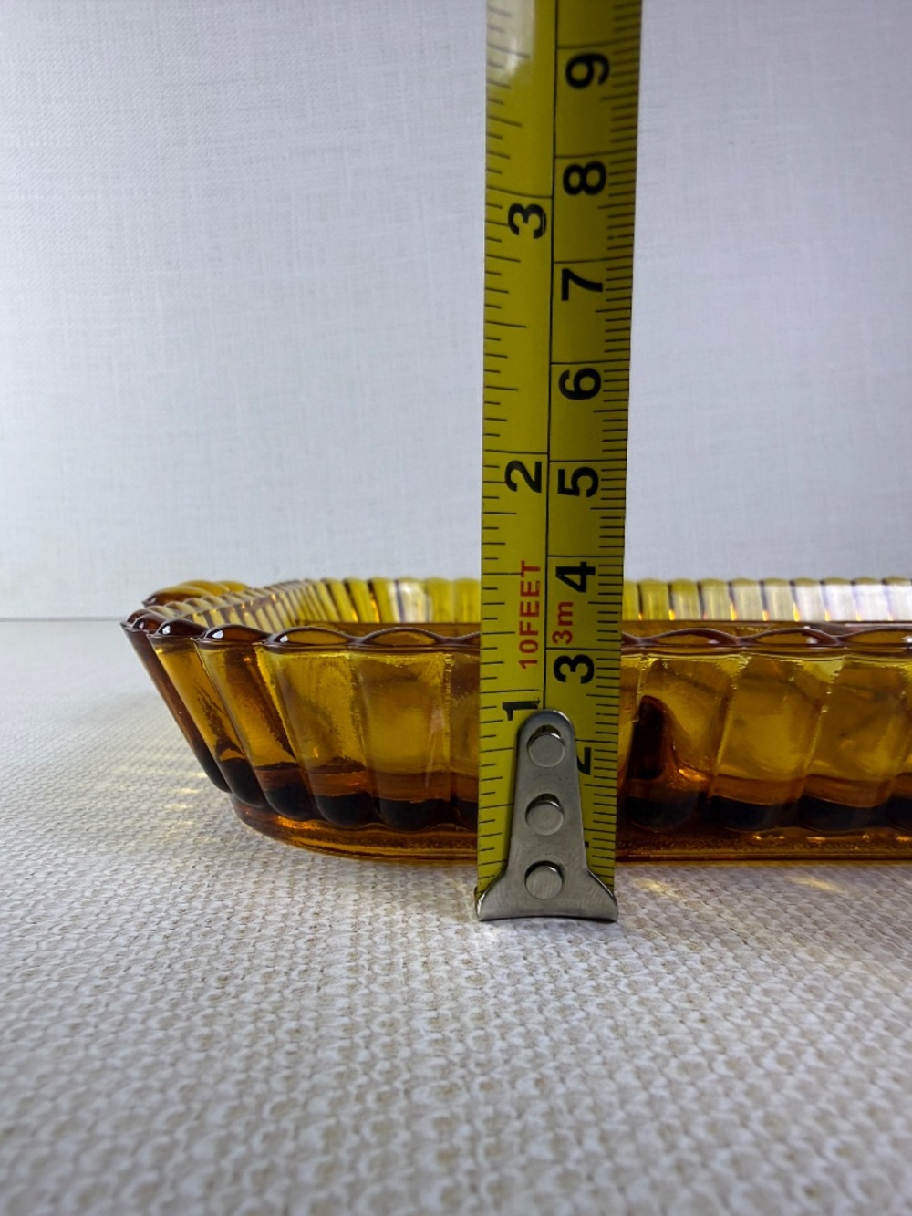 Indiana Glass "Fruits" Pattern Amber Relish Tray — 5-Section Divided Dish - Picture 4 of 9